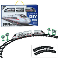 Залізниця XZ006 діам. 75 см., локомотив, 2 вагони, дорожні знаки, 13 дет., бат., кор., 41-24-6 см.