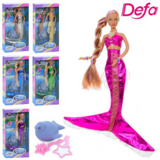 Кукла DEFA 20983 русалочка, аксессуары, морской житель, 6 цветов, кор., 18-33-5,5 см.