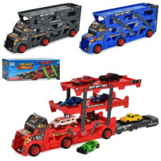 Трейлер K180A20 трек на запуске, машинки 8шт. (мет.), микс цветов, кор., 31-11,5-9,5 см.