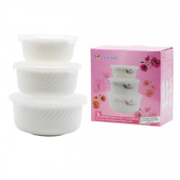 НАБОР салатников O3020/3 WHITE 3-прз крышкой стеклокерам. Кружево 7013100000