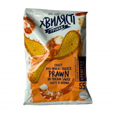 Сухарі-грінки житньо-пшеничні зі смаком Креветка у вершк.соусі п/б 55 г 15шт/уп