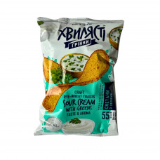 Сухарі-грінки житньо-пшеничні зі смаком Сметани з зеленню п/б 55 г 15шт/уп