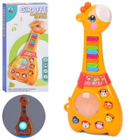Гитара CY-8052B жираф, 36см, муз.,звуки животных, свет, изм.режимы, на бат., в кор.,17,5-37-6см