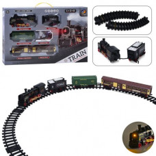 Железная дорога 652-X19 локомотив, вагон 3шт., пара/дым, муз., свет, бат., кор., 51-33-5,5 см.