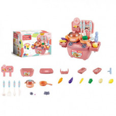 Кухня 777-4 плита, льется вода (механич.), посуда, продукты, 14 дет., кор., 25-18-4,5 см.