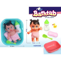 Кукла 669-701B2 ванная, бутылочка, аксессуары, 2 цвета, блест., 17,5-26-5,5 см.