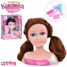 Кукла голова для причесок 913-Q фен, бигуди, расческа, кор., 23-28,5-12 см