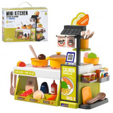 Магазин 889-292 морепродукти, прилавок, плита, посуд, продукти,гроші,муз.,світло,бат.,кор.,34-26-8см