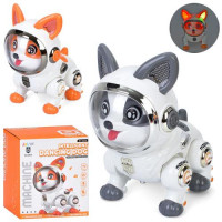 Музыкальная игрушка 0846 собака, ходит/танцует, 2 цвета, муз., свет, бат., кор., 16,5-19,5-12 см.