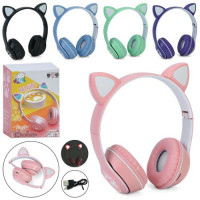 Наушники MZ003 ушки,беспроводной.,Bluetooth,аккум.,FM,TFслот,USB,микс цветов,свет,кор.,12-17,5-7,5см