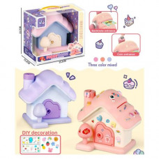 Скарбничка 202A-P будиночок, наліпки-декор, гроші, рожевий, кор., 22-23-16см.