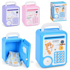 Копилка MK 5404 сейф с кодом, ключ,3 вида,муз.(англ.),свет,бат.,кор.,13-18-10см.