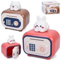 Копилка MK 5728 сейф с кодом,19,5-22-13см, ключ, отпечаток, муз, звук,затягивает купюры,2виды,на бат.