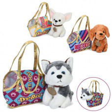 Тварина 7622-115A-16A-17A собака, плюш, сумка (1 відділення, липучка), 3 види, кул., 25-20-8 см.