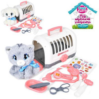 Животное в переноске 939-50A набор ветеринара, животное-мягкая игрушка,плюш,наклейки,2виды,кул.,22-16-16с