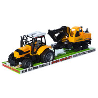 Трактор 666-120A инерц., с прицепом (экскаватор), блест., 54,5-16,5-15 см.