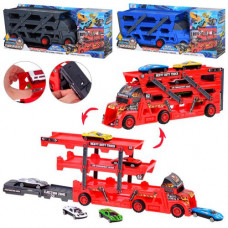 Трейлер K180A10 розкладається, машинки мет., 6 шт., 3 кольори, кор., 41-15,5-7,5 см.