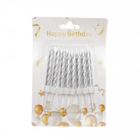 Свечи для торта спираль серебряные 8шт/уп