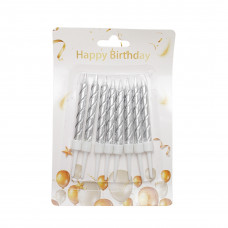 Свечи для торта спираль серебряные 8шт/уп