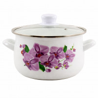 Кастрюля 1W эмал.5,0л d24 Орхидея