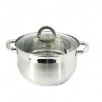 Кастрюля ZB-6S 6,0л нерж. сфер. стеклянная крышка