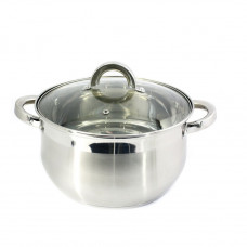 Каструля ZB-6S 6,0л нерж. сфер. склянна кришка
