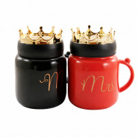 Кружка 75-10 фарф. с крышкой 380 мл CROWN, цв. кор