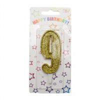 Свеча цифра №9 (золото)