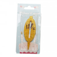 Свічка цифра №0 (золото) жовта блискуча код 128