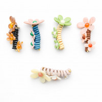 Набор спиральных резинок для волос с цветочными украшениями 8214 (5шт/уп)