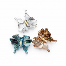 Набор заколок прозрачные глянцевые 3D Бабочки 8660 (3шт/наб)