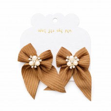 Набір заколок бантики коричневі 0006 (2шт/наб)