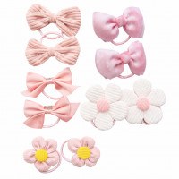Набор резинок для волос бантики, розовые розы 0041 (10шт/наб)