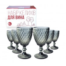 Набор 9445 бокалов для вина 6шт Аргайл графит 320мл