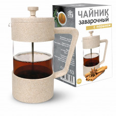 Заварювальний 9153 чайник з поршнем 600мл (еко пластик + боросилікатне, зміцнене скло)