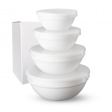 Набір 30054-00 ємностей для зберігання з кришкою, білий 4 шт (7'-1л,6'- 0,6л,5'-0,320л, 4'-0,260л)