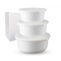 Набор 30053-00 салатников с крышкой белый 3шт (7,5'-1,3л, 6,5'-0,8л, 5,5'-0,530л)