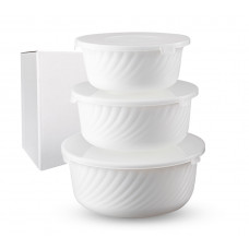 Набір 30053-00 салатників з кришкою білий 3шт (7,5'-1,3л, 6,5'-0,8л, 5,5'-0,530л)