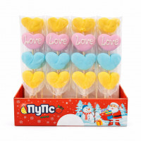 Зефир на палочке "Шашлычок Сердце разноцветные" 70гр 28шт/уп 84шт/ящ