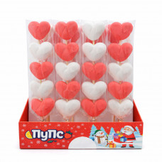 Зефир на палочке "Шашлычок Сердечка красно-белые" 70гр 28шт/уп 84шт/ящ