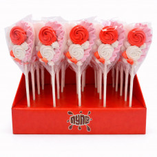 Зефир на палочке "Сердце Розы" 35гр 30шт/уп 120шт/ящ
