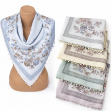 Платок тонкий кашемир с жемчужинами 80*80см 10шт/уп №20