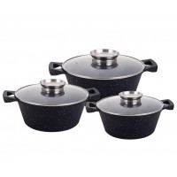 Набор YS80CS-B 3-пр кастрюль круглых 2,0/3,6/5,6л алюм. из скл.кр. индуц.  Черный