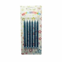 Свеча набор 6шт/уп высокие с блеском аквамарин Art City