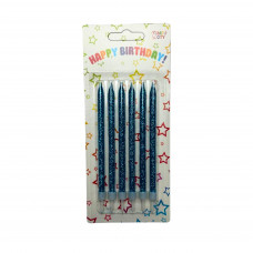 Свічка набір 6шт/уп високі з блиском аквамарин Art City