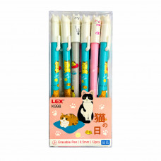 Ручка гел. Пиши-стирай   Котики К998 синя( 12шт )