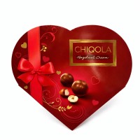 Шоколадные конфеты CHIQOLA HAZELNUT RED HEART с фундуковым кремом 100гр 24шт/уп