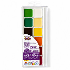 Фарба акварель 12 кольорів Classic без пенз. ZB6584