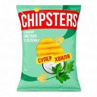 Чіпси Chipster's зі смаком ХВИЛЯСТІ Сметана і зелень 95гр 16шт/ящ