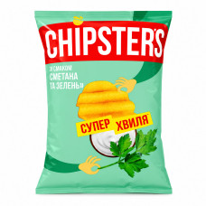 Чіпси Chipster's зі смаком ХВИЛЯСТІ Сметана і зелень 95гр 16шт/ящ